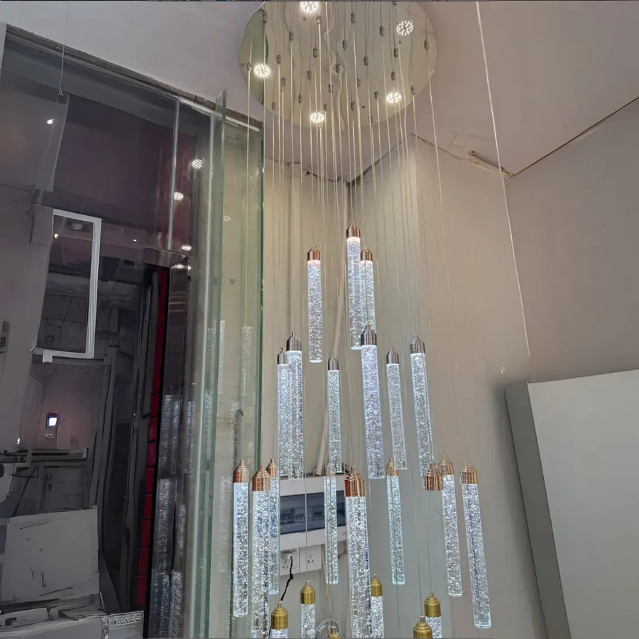 Candelabru Cristal, LED, VERTIKA II, 40W, Diametru 35cm, Auriu