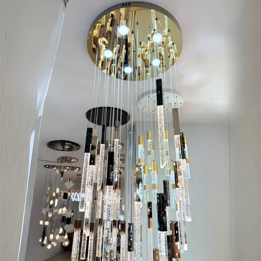 Candelabru Cristal, LED, VERTIKA, 40W, Diametru 35cm, Auriu