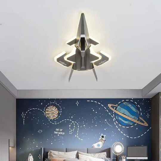 LED Children's Chandelier FIGHTER, Airplane Type, 101W, Cold/Warm/Neutral Light, Movable Wings, Aeronautical Gray Children's Chandeliers Default Title Alessandro Design