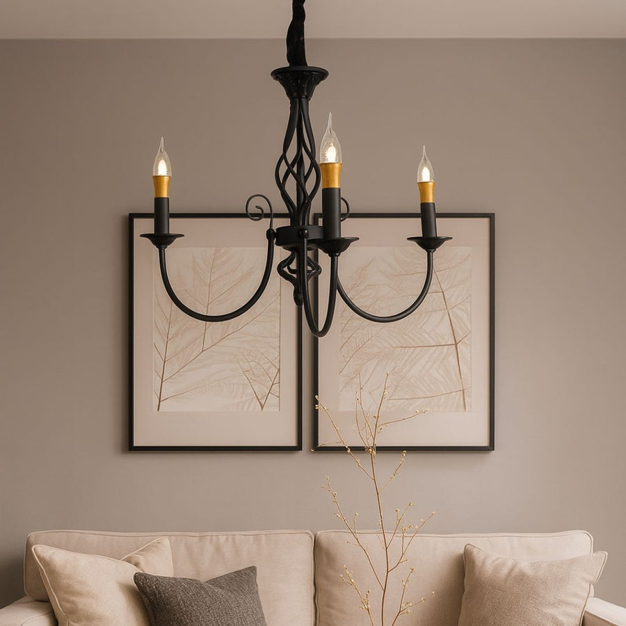 Mioara Crystal chandelier, 3xe14, black, adjustable height