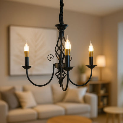 Mioara Crystal chandelier, 3xe14, black, adjustable height