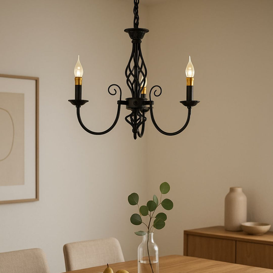 Mioara Crystal chandelier, 3xe14, black, adjustable height
