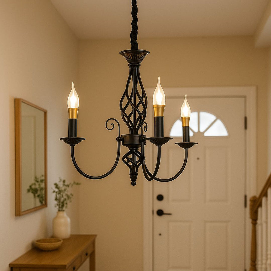 Mioara Crystal chandelier, 3xe14, black, adjustable height
