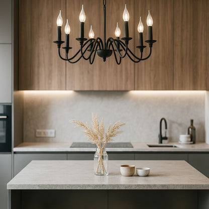 Crystal chandelier Oliveto 8xe14, 92cm diameter, black, adjustable height