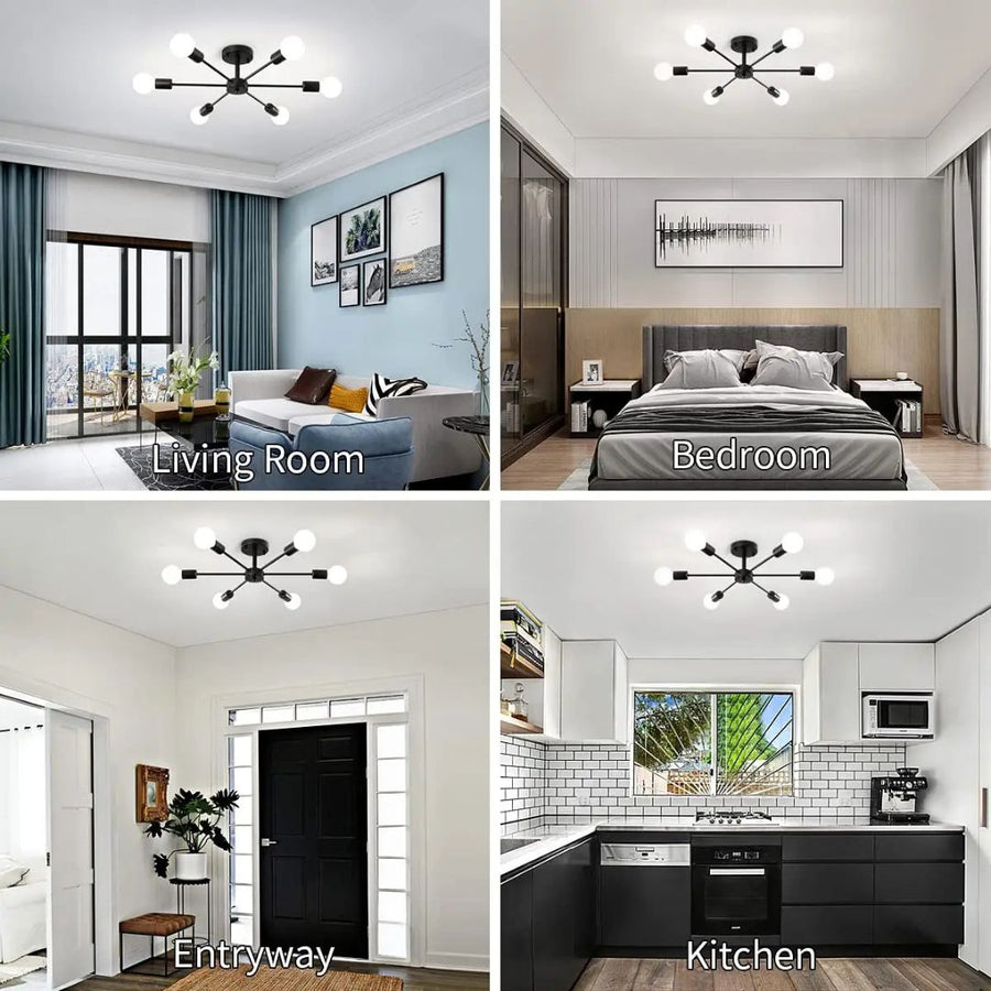 Mikkos Chandelier 6XE27 Black