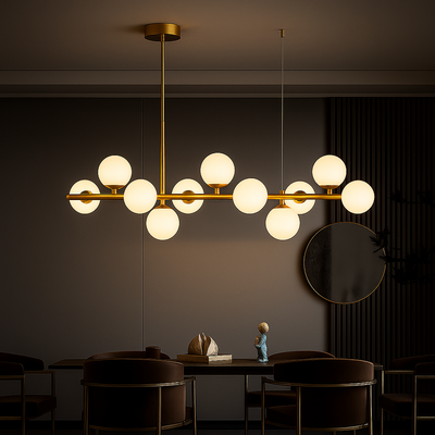 LOFT Pavilion modern bulb chandelier, 11x G9, Gold, Metal, Adjustable height