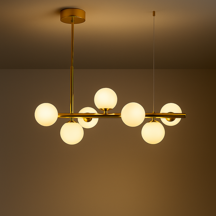 LOFT Pavilion Chandelier, 7x G9, White Gold, Metal, Adjustable Height