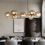 Chandelier with Round Shade, MODEST Grand, 8xE27, Gold, Metal