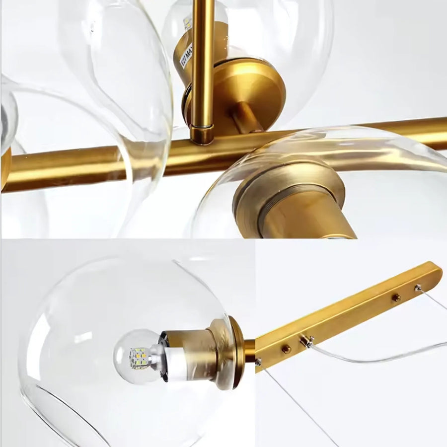 Chandelier with Round Shade, MODEST Grand, 8xE27, Gold, Metal