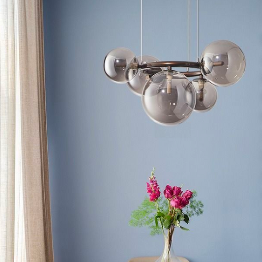 Round lamping chandelier, zodiaco orbit, 5xg9, metal, silver, adjustable height