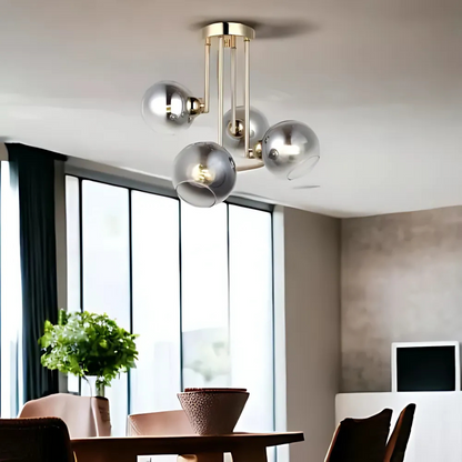 Matteo Chandelier, 4x G9, Gold, Dark Grey Shade