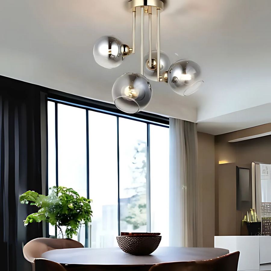 Matteo Chandelier, 4x G9, Gold, Dark Grey Shade
