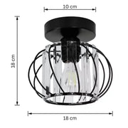 Monica Chandelier 1XE27, Black, Metal and Glass