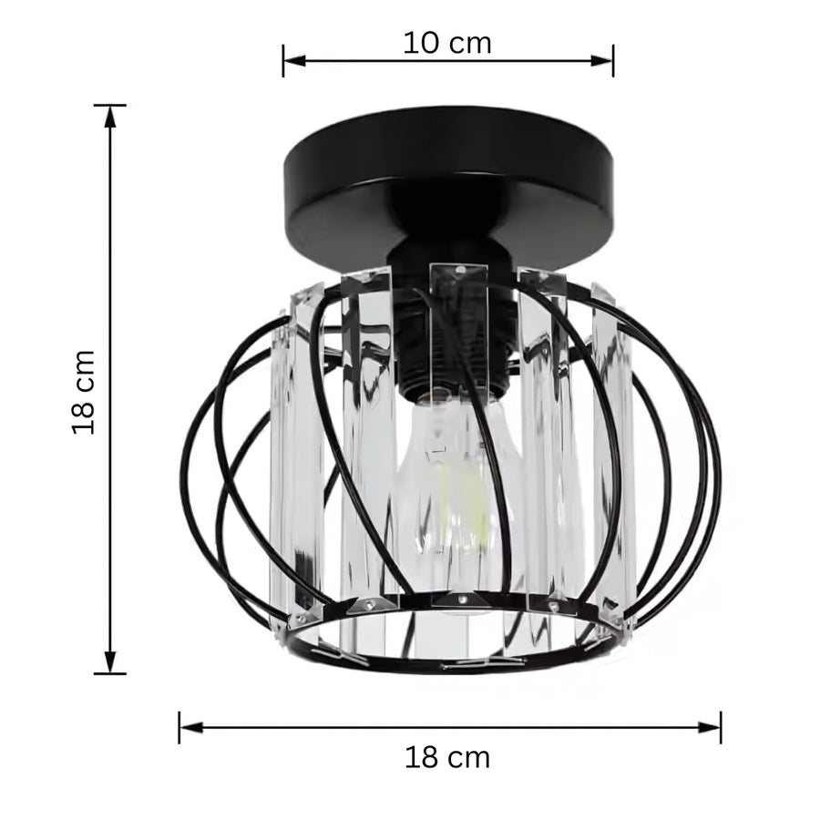 Monica Chandelier 1XE27, Black, Metal and Glass