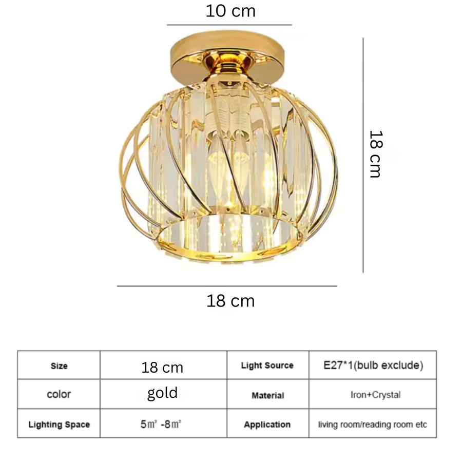 Cora Chandelier 1XE27, Gold, Metal and Glass