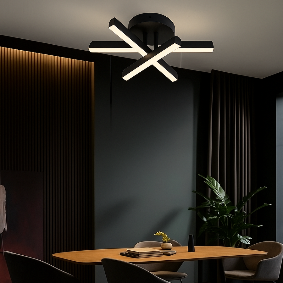 Diego LED Chandelier, 18W, Black, Metal, Cold/Warm/Neutral Light