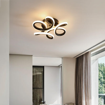 VERTEX Helix LED Chandelier, 44W, Wavy, Cold/Warm/Neutral Light, Black 