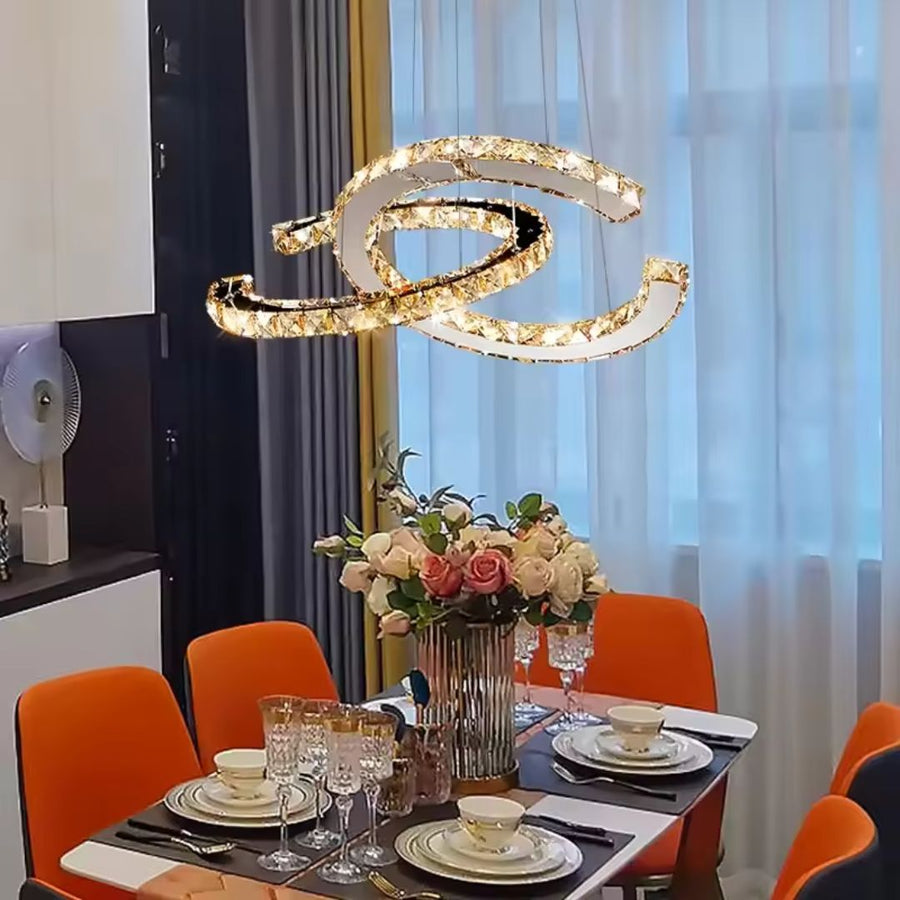 LED Chandelier PRISM Antea, Remote Control, 40W, Crystal and Metal, Dimmable, Adjustable Height, Cold/Warm/Neutral Light