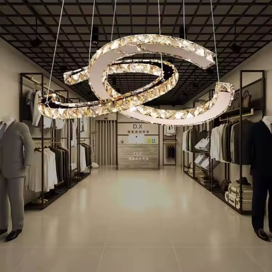 LED Chandelier PRISM Antea, Remote Control, 40W, Crystal and Metal, Dimmable, Adjustable Height, Cold/Warm/Neutral Light