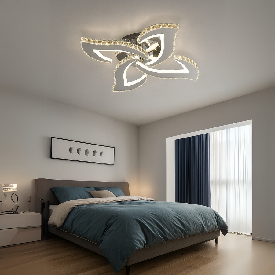 Alejandro LED Chandelier with Remote Control, Dimmable, Chrome, Crystals, 3000K/4000K/6000K