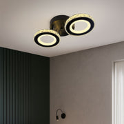 NOVA Rotonda LED Chandelier with Crystals, Remote Control, 2 Light Sources, 29W, Black &amp; Stainless Steel
