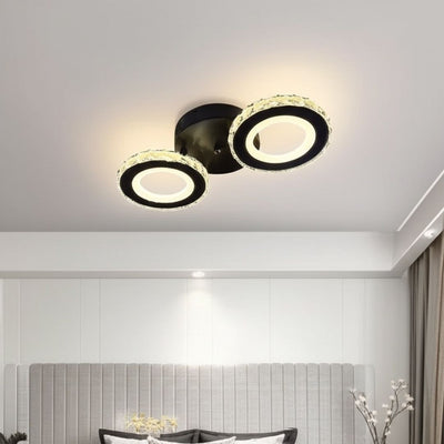 NOVA Rotonda LED Chandelier with Crystals, Remote Control, 2 Light Sources, 29W, Black & Stainless Steel