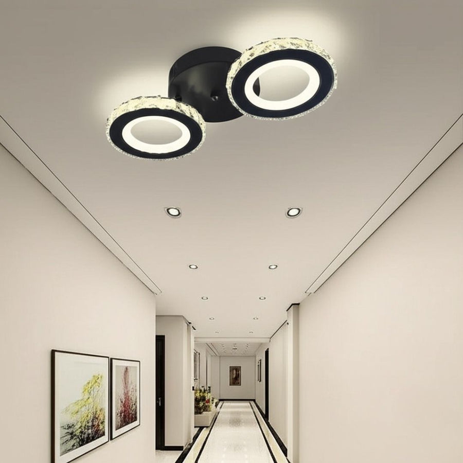 NOVA Rotonda LED Chandelier with Crystals, Remote Control, 2 Light Sources, 29W, Black &amp; Stainless Steel