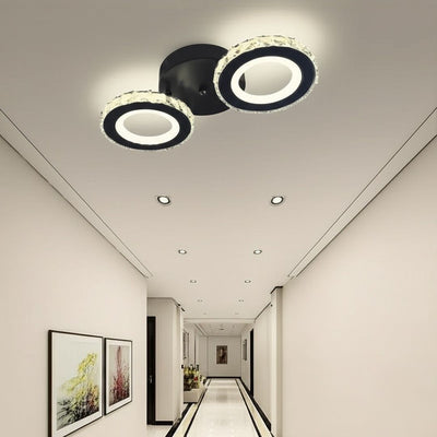 LED chandelier with remote control and crystal NOVA ROTONDA 29W, 2 Circles, Cold/Warm/Neutral light, Dimmable, Black