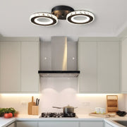 NOVA Rotonda LED Chandelier with Crystals, Remote Control, 2 Light Sources, 29W, Black &amp; Stainless Steel