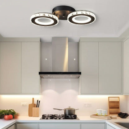 NOVA Rotonda LED Chandelier with Crystals, Remote Control, 2 Light Sources, 29W, Black &amp; Stainless Steel