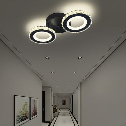 NOVA Rotonda LED Chandelier with Crystals, Remote Control, 2 Light Sources, 29W, Black &amp; Stainless Steel