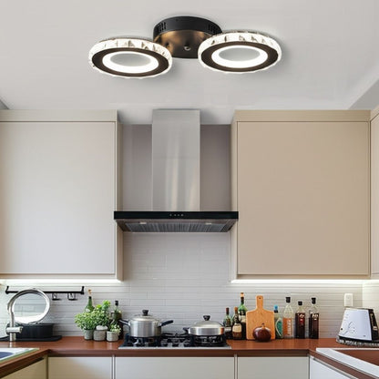 NOVA Rotonda LED Chandelier with Crystals, Remote Control, 2 Light Sources, 29W, Black &amp; Stainless Steel