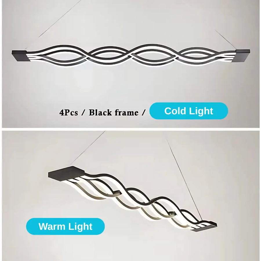 LED chandelier suspended with Wave remote control, 76W, adjustable height, cold/hot/neutral light, unstable, black