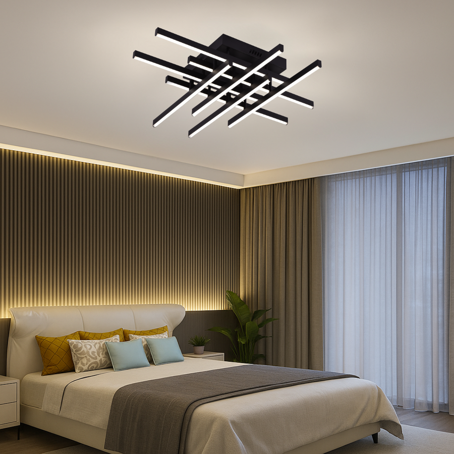 LED Chandelier with Remote Control Marchesi 160W Dimmable Black White