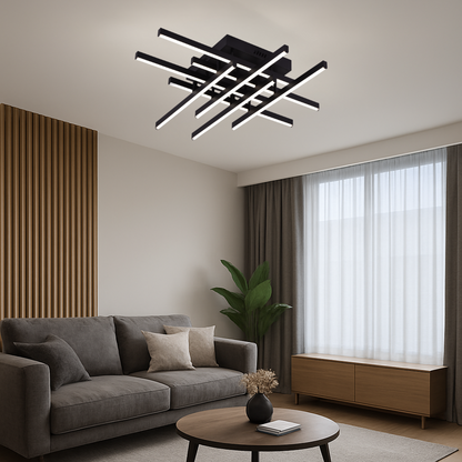 LED Chandelier with Remote Control Marchesi 160W Dimmable Black White
