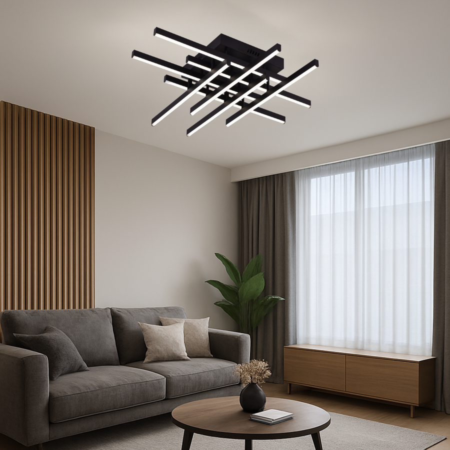LED Chandelier with Remote Control Marchesi 160W Dimmable Black White