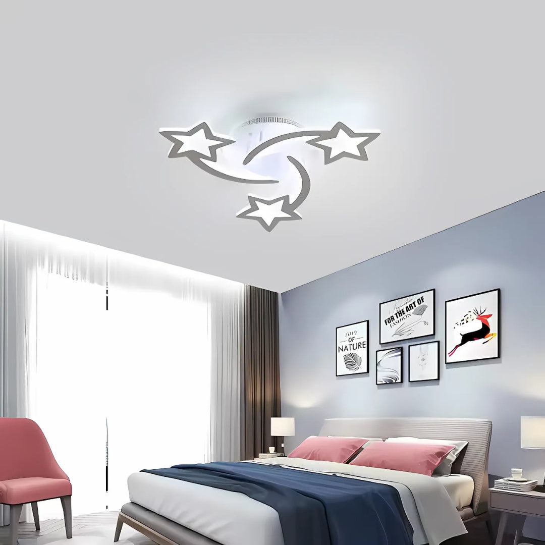 LED chandelier with Ipomoea remote control, 48W, 3 stars, cold/hot/neutral light, unstable, white