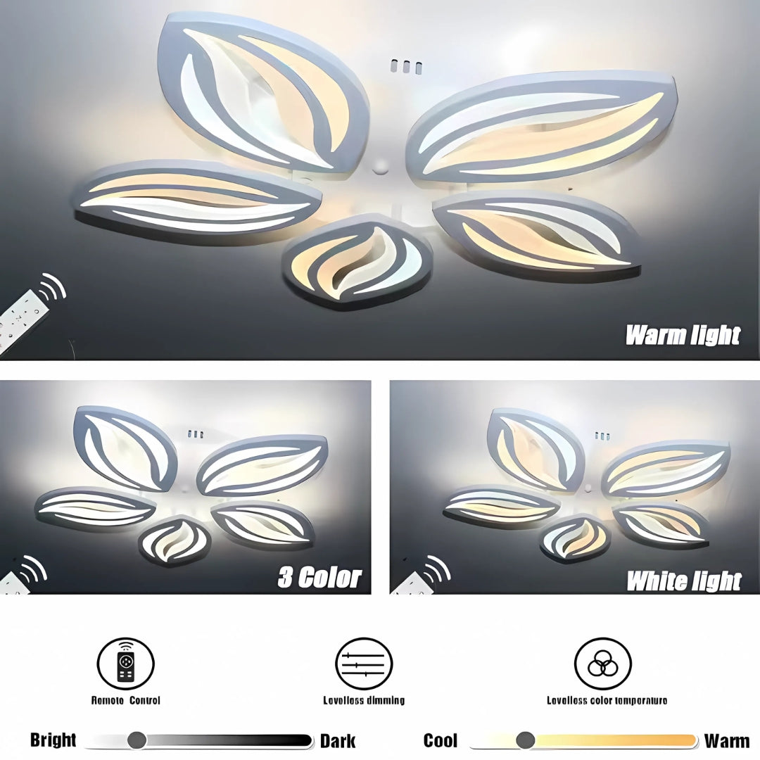 LED chandelier with remote control ORCHID, 65W, 5 Petals, Cold/Warm/Neutral light, Dimmable, White 