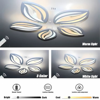 LED chandelier with remote control ORCHID, 65W, 5 Petals, Cold/Warm/Neutral light, Dimmable, White 