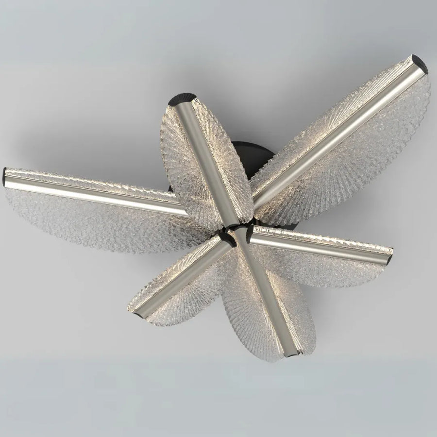 Lustra LED cu Telecomanda TULLIO 35W, 6 Petale, lumina Rece/Calda/Neutra, Dimabila, Negru