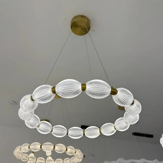 Lustra LED suspendata cu telecomanda FAUSTO II, 78W, lumina Rece/Calda/Neutra, Dimabila,Inaltime Reglabila, Auriu