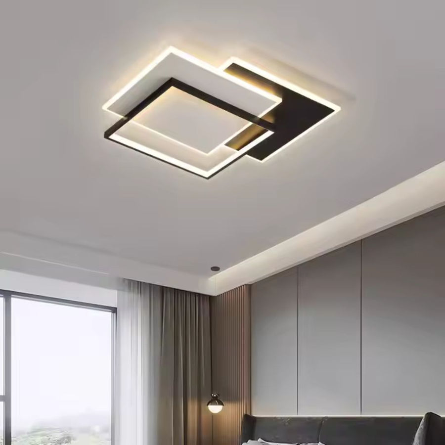 LED chandelier with remote control geometry cubo, 120W, 3 squares, cold/hot/neutral light, unstable, black