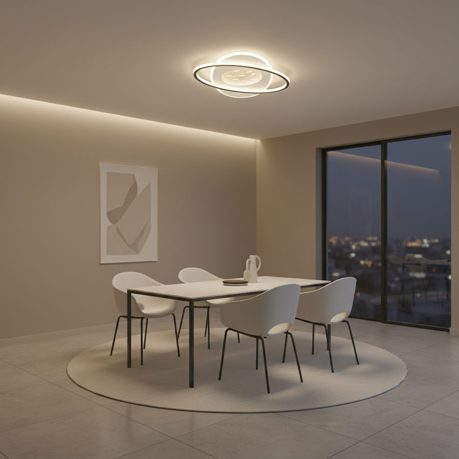 LED chandelier with remote control VOLTA 125W, Oval, Cold/Warm/Neutral light, Dimmable, Black
