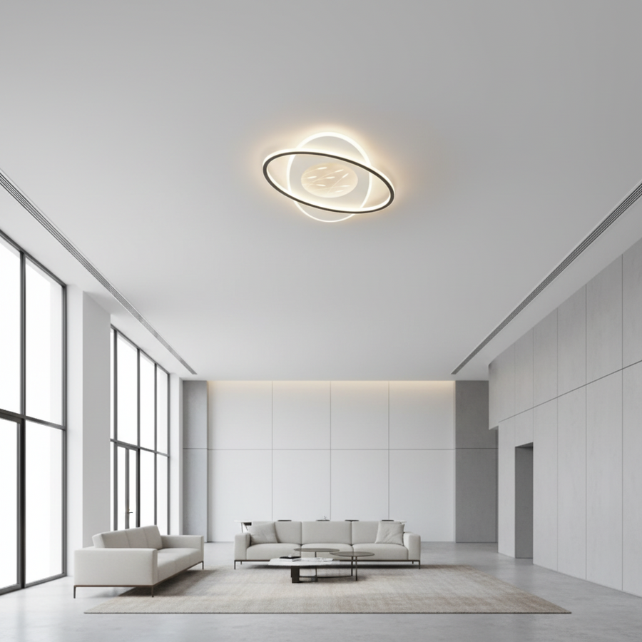 LED chandelier with remote control VOLTA 125W, Oval, Cold/Warm/Neutral light, Dimmable, Black