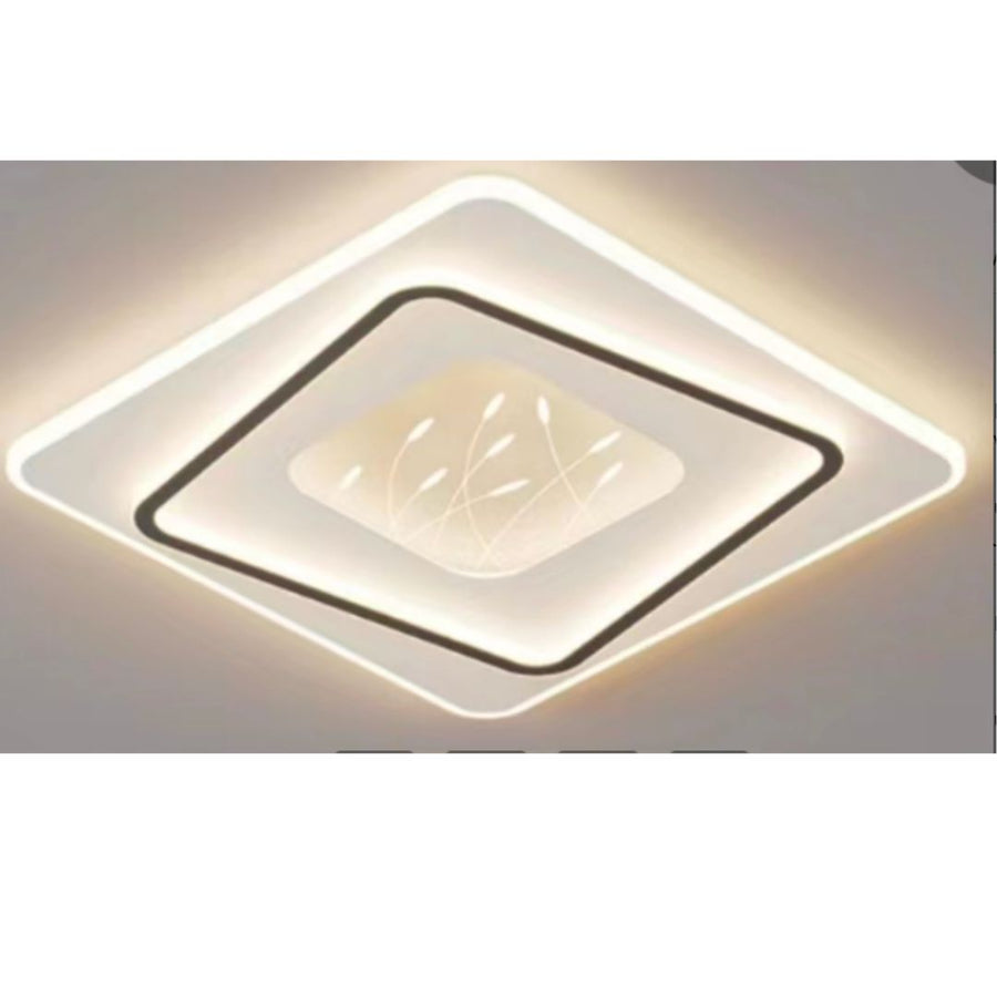 LED chandelier with remote control geometric line, 125W, 2 squares, cold/hot/neutral light, unstable, black