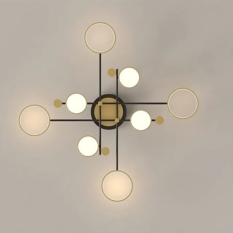 LED Chandelier with Remote Control MARIA, 8 Elements, 63W, Warm/Cold/Neutral Light, Dimmable, Gold