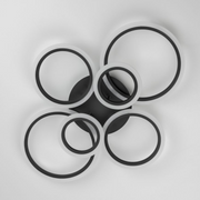 LED Chandelier with Remote Control, Betty, 6 Circles, 82W, Cold/Warm/Neutral Light, Dimmable, Black