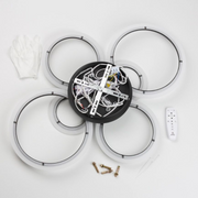 LED Chandelier with Remote Control, Betty, 6 Circles, 82W, Cold/Warm/Neutral Light, Dimmable, Black