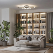 LED Chandelier with Remote Control, Betty, 6 Circles, 82W, Cold/Warm/Neutral Light, Dimmable, Black