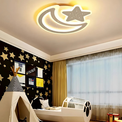 Nova LED Chandelier with Remote Control, 91W, Dimmable, Moon and Star Shape, White